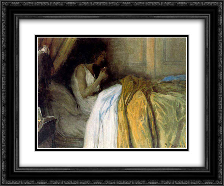 Before the Morphine 24x20 Black Ornate Wood Framed Art Print Poster with Double Matting by Rusinol, Santiago