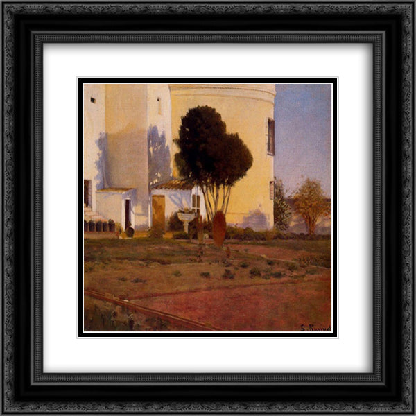 Huerto del Vinyet 20x20 Black Ornate Wood Framed Art Print Poster with Double Matting by Rusinol, Santiago