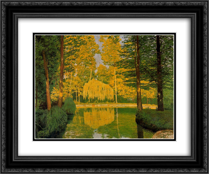 Jardines de Aranjuez 1 24x20 Black Ornate Wood Framed Art Print Poster with Double Matting by Rusinol, Santiago