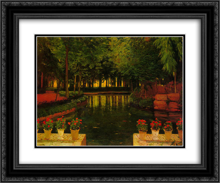 Jardines de Aranjuez 2 24x20 Black Ornate Wood Framed Art Print Poster with Double Matting by Rusinol, Santiago
