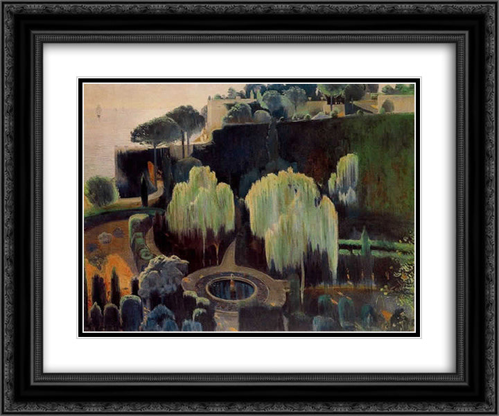 Jardines del pirata (Mallorca) 24x20 Black Ornate Wood Framed Art Print Poster with Double Matting by Rusinol, Santiago