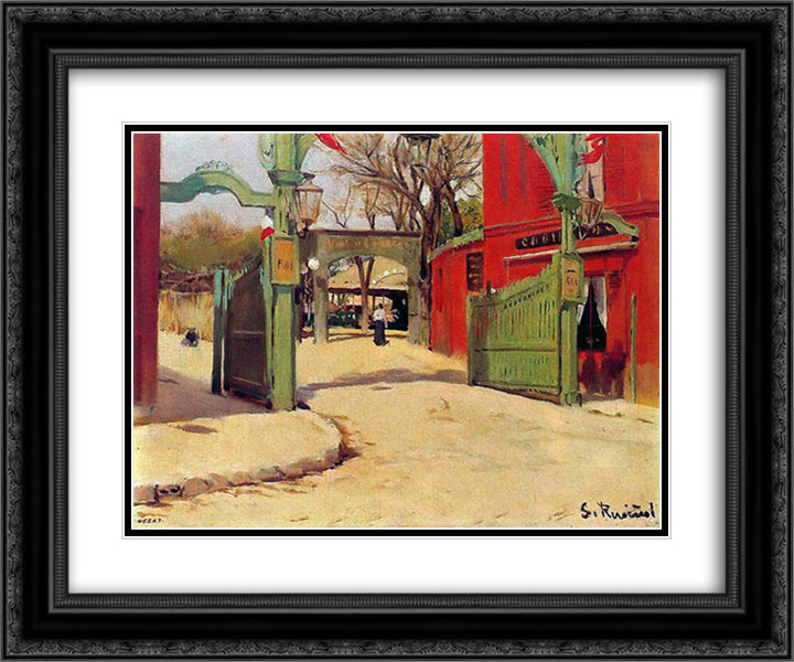 Moulin de la Galette 24x20 Black Ornate Wood Framed Art Print Poster with Double Matting by Rusinol, Santiago