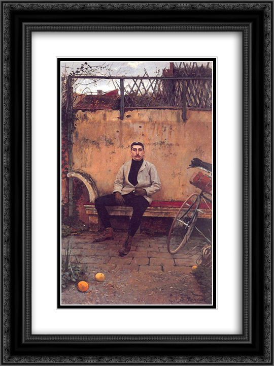 Portrait of Ramon Casas 18x24 Black Ornate Wood Framed Art Print Poster with Double Matting by Rusinol, Santiago
