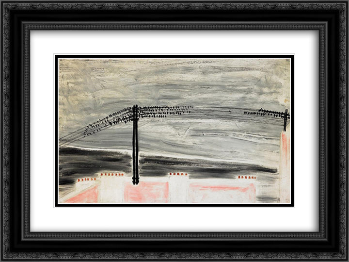 Birds 24x18 Black Ornate Wood Framed Art Print Poster with Double Matting by Sanyu