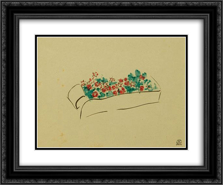 Box of Flowers 24x20 Black Ornate Wood Framed Art Print Poster with Double Matting by Sanyu