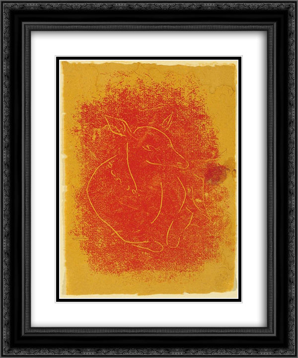 Doe 20x24 Black Ornate Wood Framed Art Print Poster with Double Matting by Sanyu