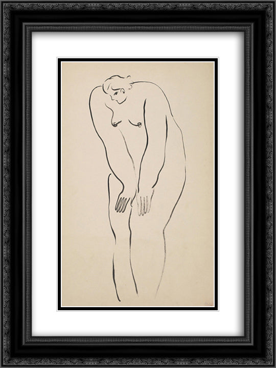 Nude 18x24 Black Ornate Wood Framed Art Print Poster with Double Matting by Sanyu