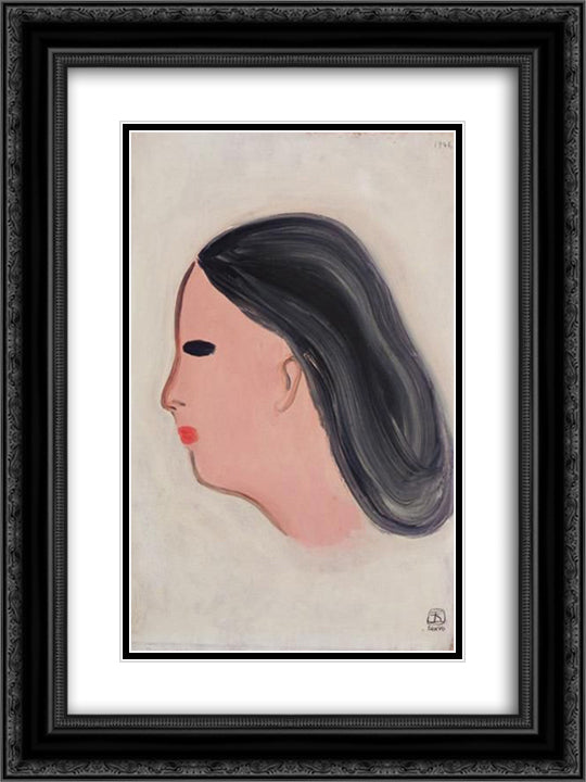 Portrait 18x24 Black Ornate Wood Framed Art Print Poster with Double Matting by Sanyu