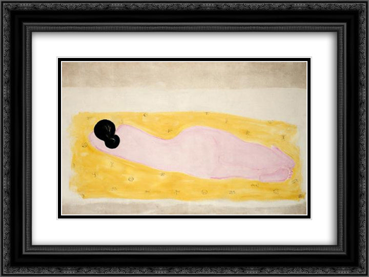 Reclining Nude 24x18 Black Ornate Wood Framed Art Print Poster with Double Matting by Sanyu