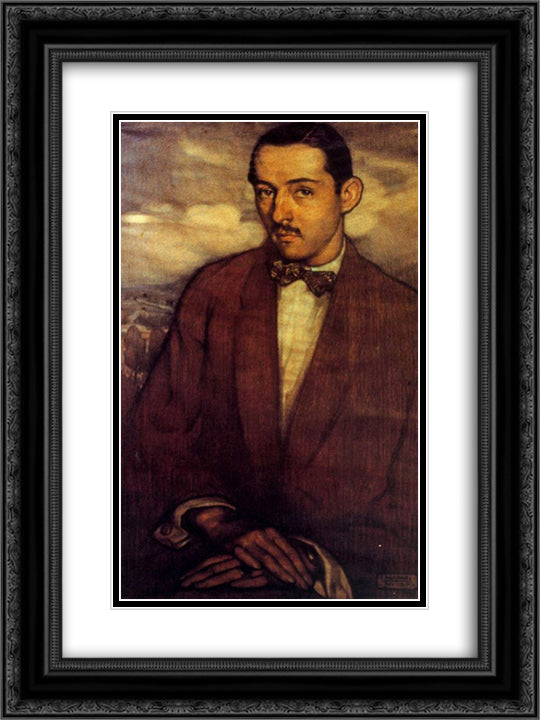 Manuel Toussaint 18x24 Black Ornate Wood Framed Art Print Poster with Double Matting by Herran, Saturnino