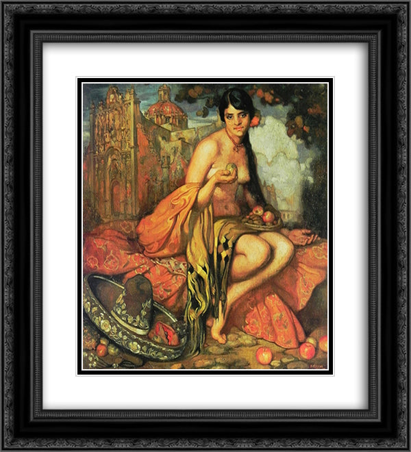 unknown title 20x22 Black Ornate Wood Framed Art Print Poster with Double Matting by Herran, Saturnino