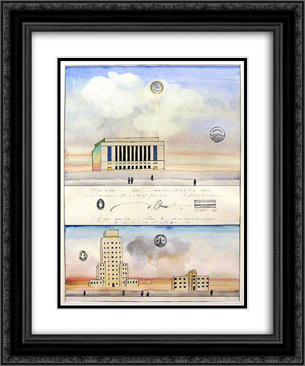 Federal Projects 20x24 Black Ornate Wood Framed Art Print Poster with Double Matting by Steinberg, Saul