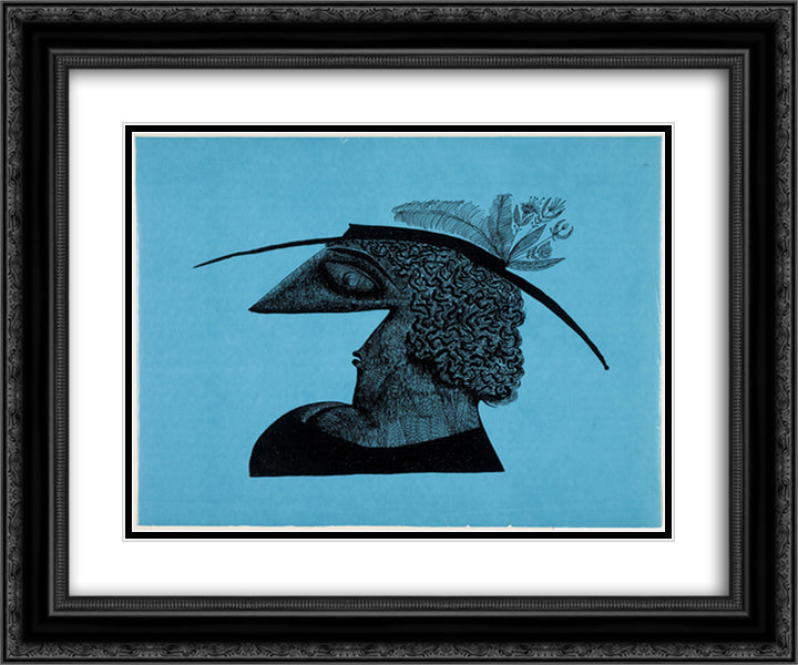 Head 24x20 Black Ornate Wood Framed Art Print Poster with Double Matting by Steinberg, Saul