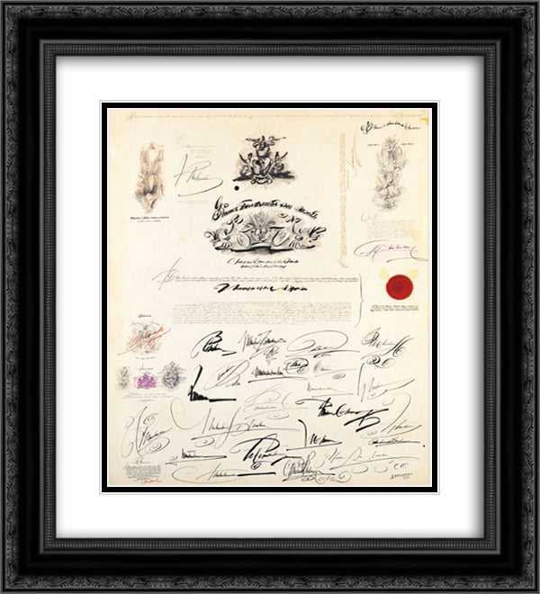 Large Document 20x22 Black Ornate Wood Framed Art Print Poster with Double Matting by Steinberg, Saul