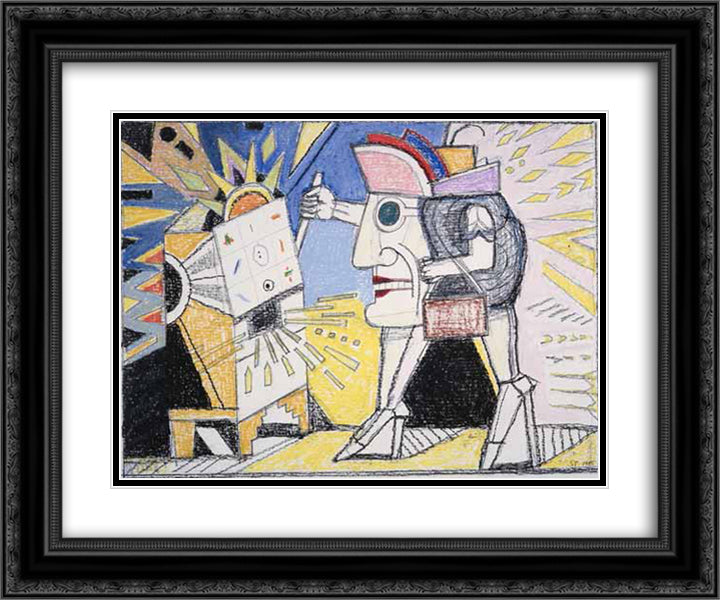 Las Vegas 24x20 Black Ornate Wood Framed Art Print Poster with Double Matting by Steinberg, Saul