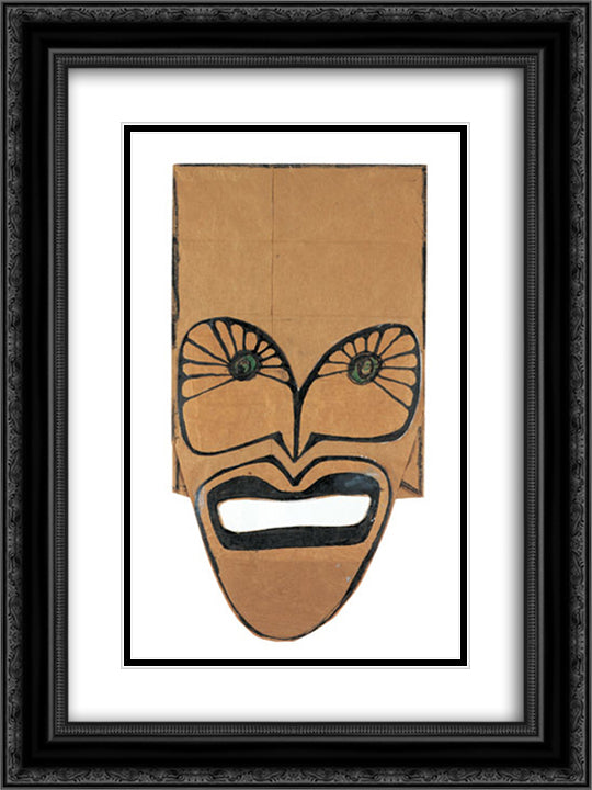 Mask 18x24 Black Ornate Wood Framed Art Print Poster with Double Matting by Steinberg, Saul