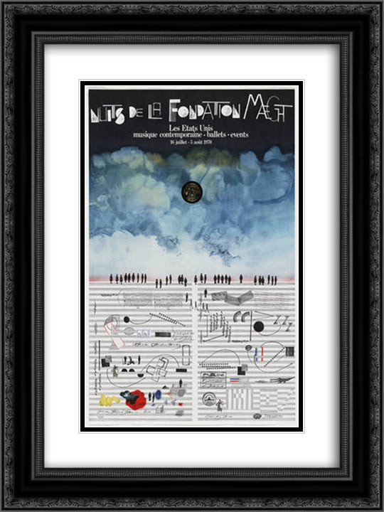 Nuits de la Fondation Maeght 18x24 Black Ornate Wood Framed Art Print Poster with Double Matting by Steinberg, Saul
