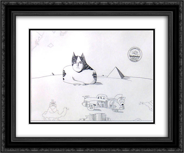 Sphynx 24x20 Black Ornate Wood Framed Art Print Poster with Double Matting by Steinberg, Saul