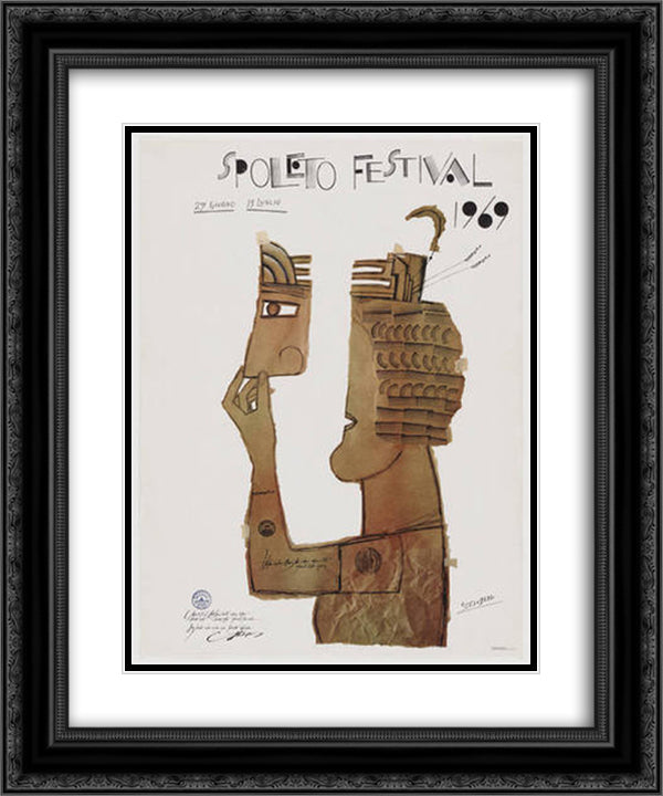 Spoleto Festival 20x24 Black Ornate Wood Framed Art Print Poster with Double Matting by Steinberg, Saul