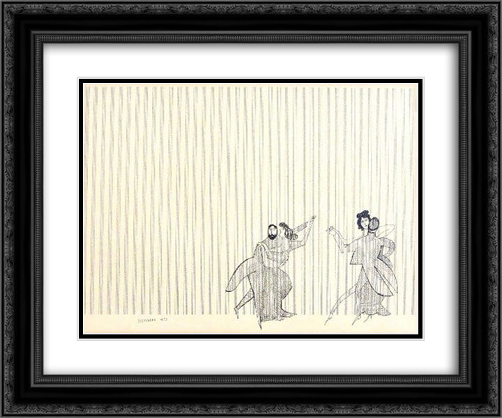 The Waltz 24x20 Black Ornate Wood Framed Art Print Poster with Double Matting by Steinberg, Saul