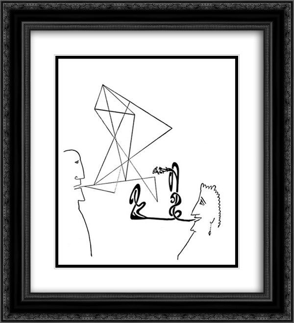 Untitled 20x22 Black Ornate Wood Framed Art Print Poster with Double Matting by Steinberg, Saul