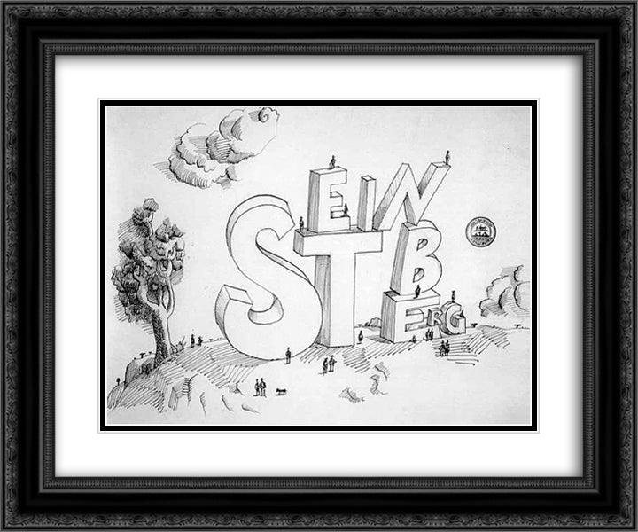Untitled (Steinberg) 24x20 Black Ornate Wood Framed Art Print Poster with Double Matting by Steinberg, Saul