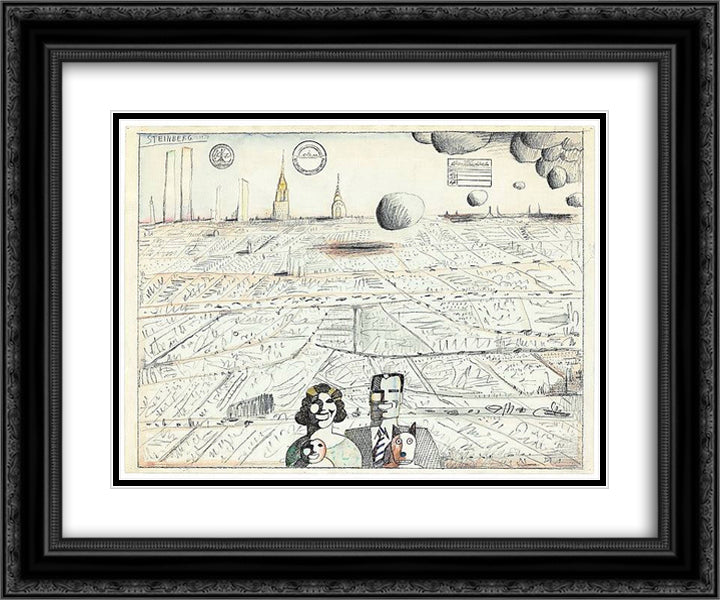 Utopia 24x20 Black Ornate Wood Framed Art Print Poster with Double Matting by Steinberg, Saul