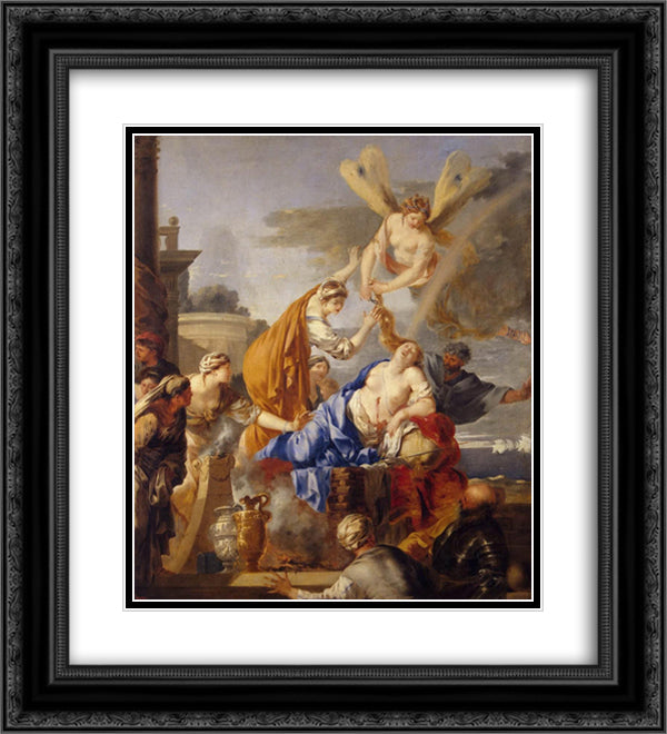 Death of Dido 20x22 Black Ornate Wood Framed Art Print Poster with Double Matting by Bourdon, Sebastien