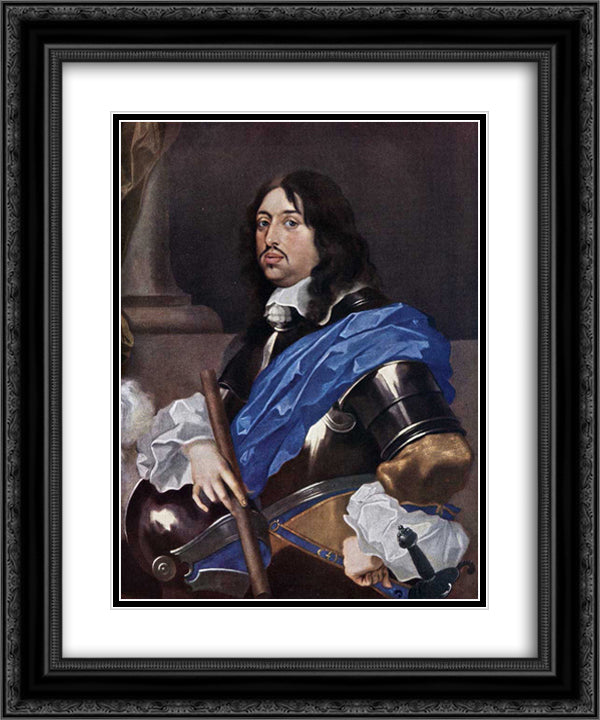 King Charles X Gustav of Sweden 20x24 Black Ornate Wood Framed Art Print Poster with Double Matting by Bourdon, Sebastien