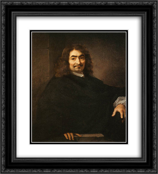 Presumed Portrait of Rene Descartes 20x22 Black Ornate Wood Framed Art Print Poster with Double Matting by Bourdon, Sebastien