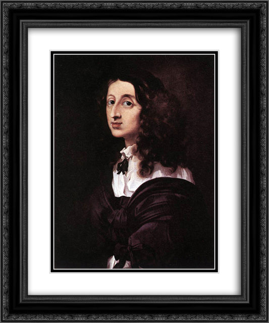 Queen Christina of Sweden 20x24 Black Ornate Wood Framed Art Print Poster with Double Matting by Bourdon, Sebastien