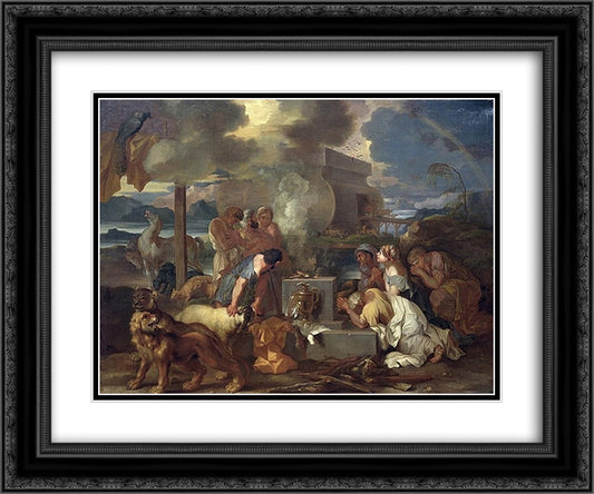 Sacrifice of Noah 24x20 Black Ornate Wood Framed Art Print Poster with Double Matting by Bourdon, Sebastien