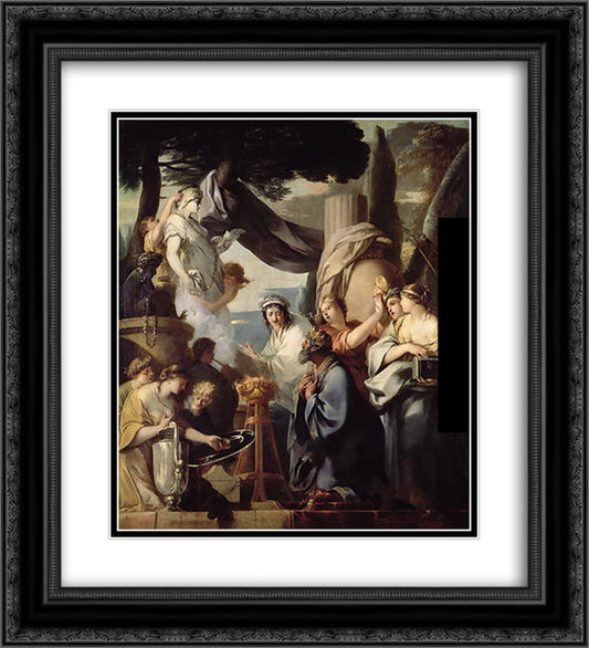 Solomon making a sacrifice to the idols 20x22 Black Ornate Wood Framed Art Print Poster with Double Matting by Bourdon, Sebastien