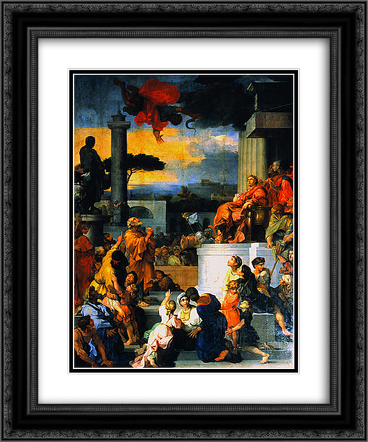 The Fall of Simon Magus 20x24 Black Ornate Wood Framed Art Print Poster with Double Matting by Bourdon, Sebastien