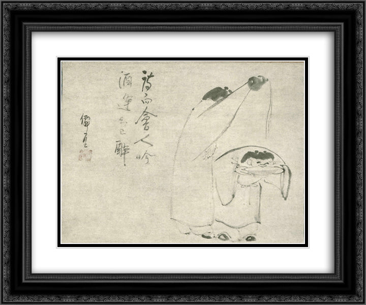 Drenching 24x20 Black Ornate Wood Framed Art Print Poster with Double Matting by Sengai