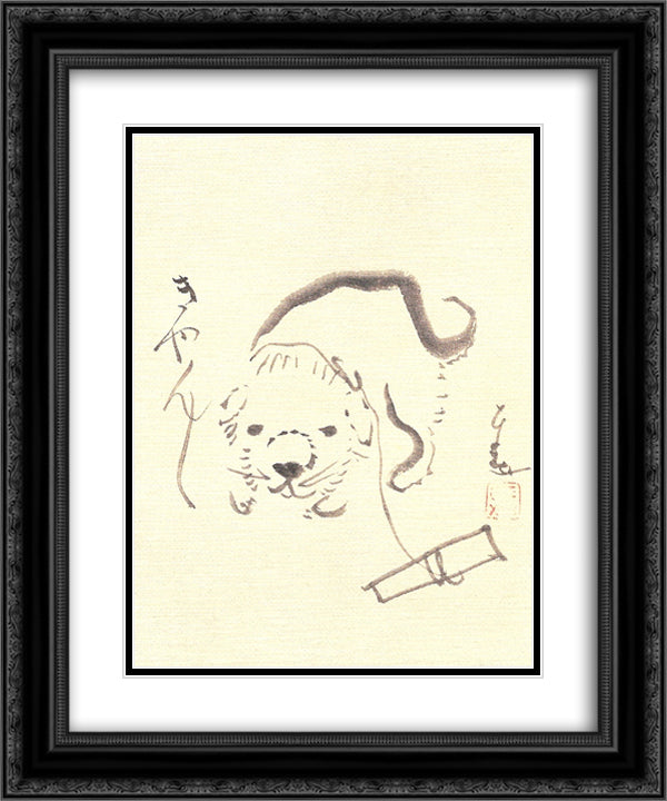 Puppy 20x24 Black Ornate Wood Framed Art Print Poster with Double Matting by Sengai