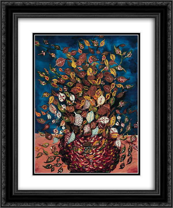 Le Bouquet de Feuilles 20x24 Black Ornate Wood Framed Art Print Poster with Double Matting by Louis, Seraphine