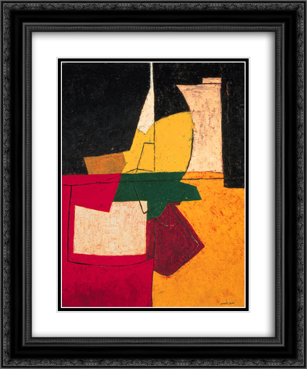 Composition abstraite aux traits 20x24 Black Ornate Wood Framed Art Print Poster with Double Matting by Poliakoff, Serge