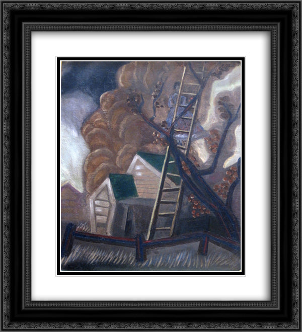 Apple Picking 20x22 Black Ornate Wood Framed Art Print Poster with Double Matting by Sudeikin, Serge