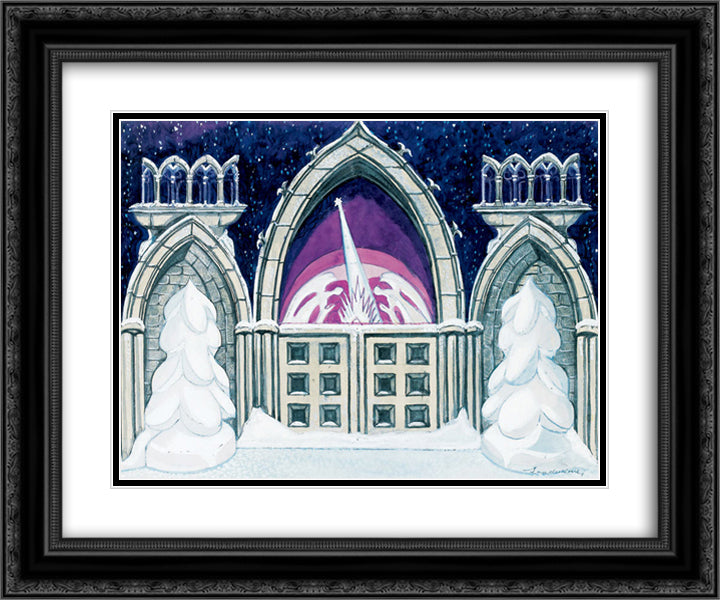 Christmas Eve 24x20 Black Ornate Wood Framed Art Print Poster with Double Matting by Sudeikin, Serge