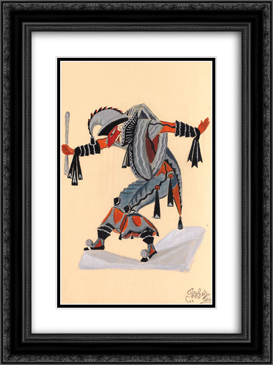 Costume design for Venetian madmen - Jester 18x24 Black Ornate Wood Framed Art Print Poster with Double Matting by Sudeikin, Serge