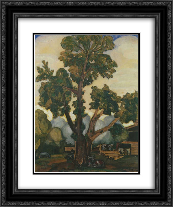 Dairy hour 20x24 Black Ornate Wood Framed Art Print Poster with Double Matting by Sudeikin, Serge