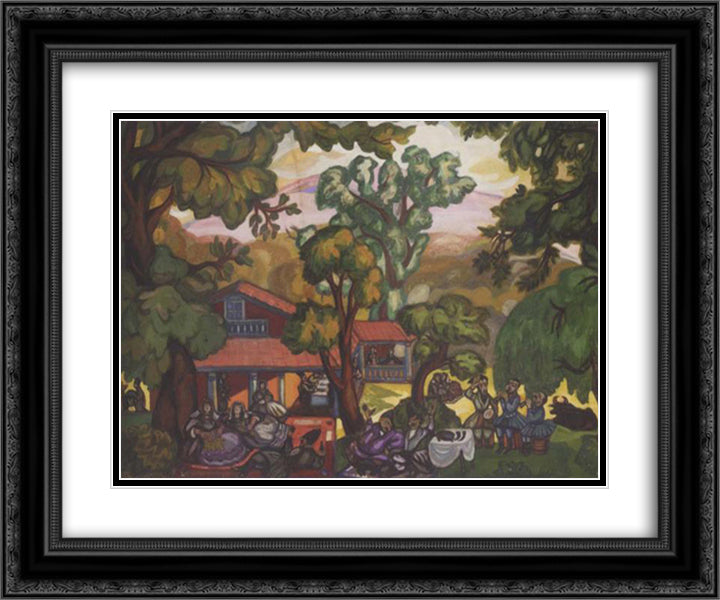 Georgian cabaret, Tiflis 24x20 Black Ornate Wood Framed Art Print Poster with Double Matting by Sudeikin, Serge