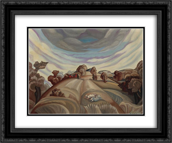 Lovers in the field 24x20 Black Ornate Wood Framed Art Print Poster with Double Matting by Sudeikin, Serge