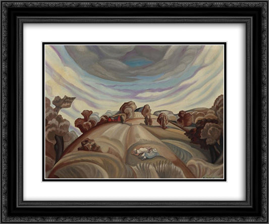 Lovers in the field 24x20 Black Ornate Wood Framed Art Print Poster with Double Matting by Sudeikin, Serge