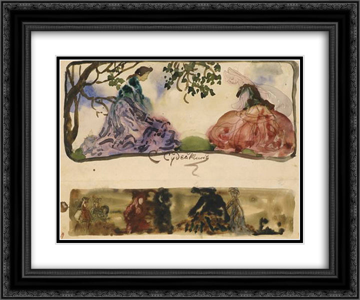 Pastoral 24x20 Black Ornate Wood Framed Art Print Poster with Double Matting by Sudeikin, Serge