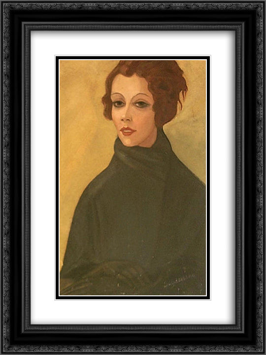Portrait of Balieva - Komissarghevskaia 18x24 Black Ornate Wood Framed Art Print Poster with Double Matting by Sudeikin, Serge