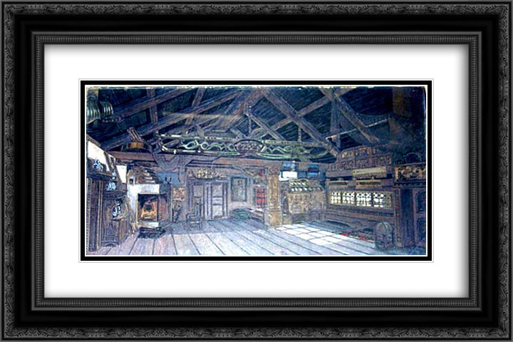 Sadko. Design for the scene decoration. 24x16 Black Ornate Wood Framed Art Print Poster with Double Matting by Sudeikin, Serge