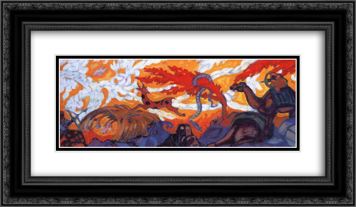 Simoom 24x14 Black Ornate Wood Framed Art Print Poster with Double Matting by Sudeikin, Serge