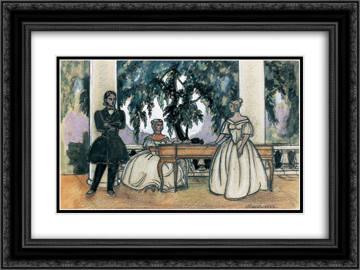 Study for Eugene Onegin 24x18 Black Ornate Wood Framed Art Print Poster with Double Matting by Sudeikin, Serge